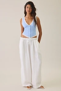 Kimchi Blue It's A Vibe Poplin Lace Trim Corset Tank Top