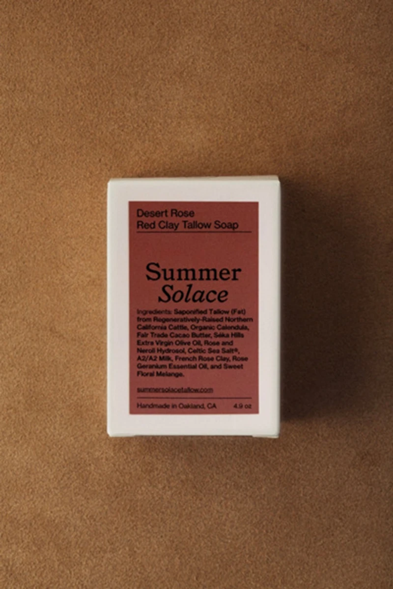 Summer Solace Tallow Desert Rose Red Clay Bar Soap