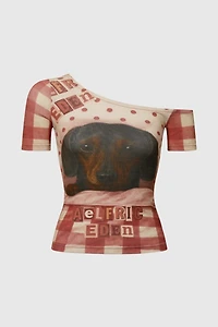 Aelfric Eden Polka Dot Dachshund Off-the-Shoulder Tee