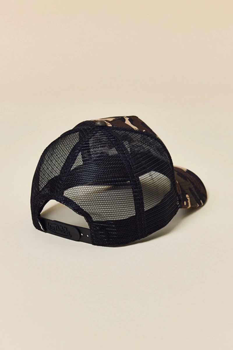 Von Dutch Camo Pattern Logo Trucker Hat