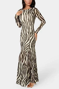 Bebe Long Sleeve Powermesh Dress