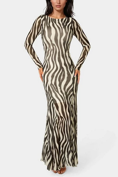 Bebe Long Sleeve Powermesh Dress
