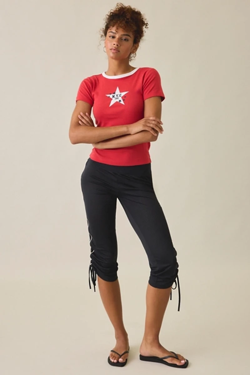 NYC Star Graphic Ringer Baby Tee