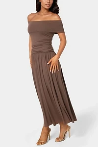 Bebe Off the Shoulder Drop Waist Dress