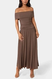 Bebe Off the Shoulder Drop Waist Dress