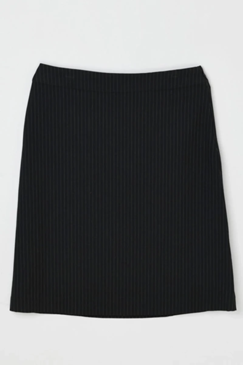 Vintage Y2k Black Pinstriped Lace-Up Midi Skirt