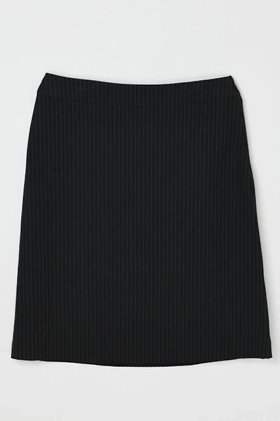 Vintage Y2k Black Pinstriped Lace-Up Midi Skirt