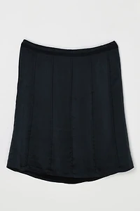 Vintage Y2k Black Silk Paneled Midi Skirt with Tie