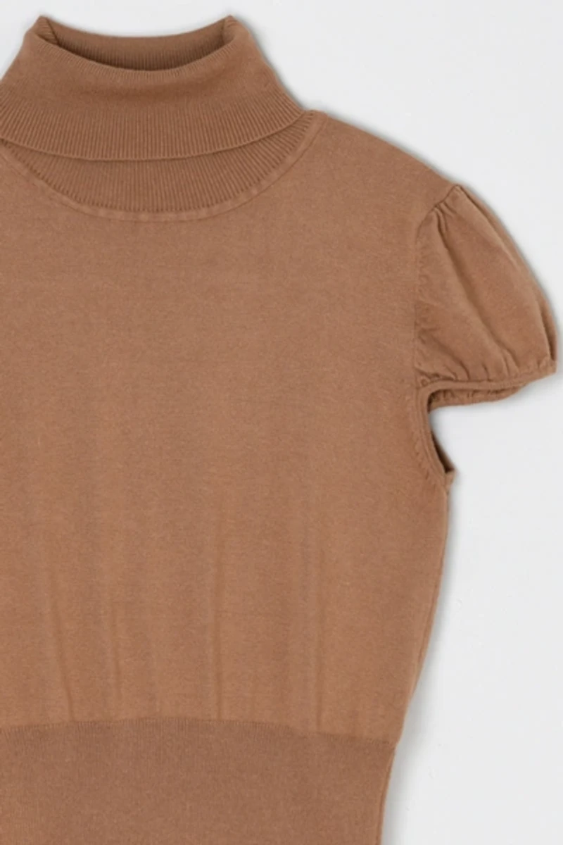 Vintage Y2k Tan Knit Turtleneck Top