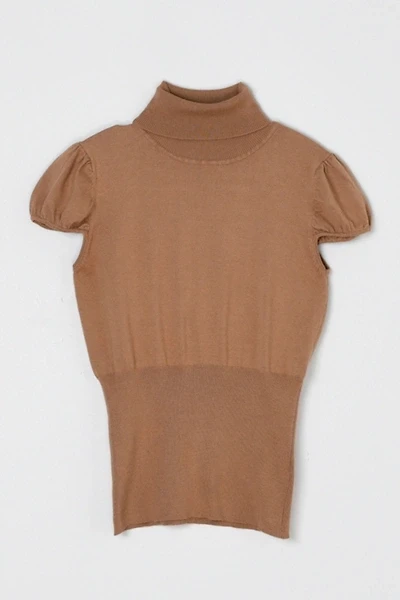 Vintage Y2k Tan Knit Turtleneck Top