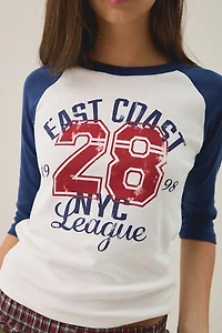 East Coast NYC Graphic Raglan 3/4 Sleeve Tee