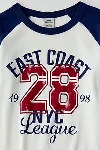 East Coast NYC Graphic Raglan 3/4 Sleeve Tee