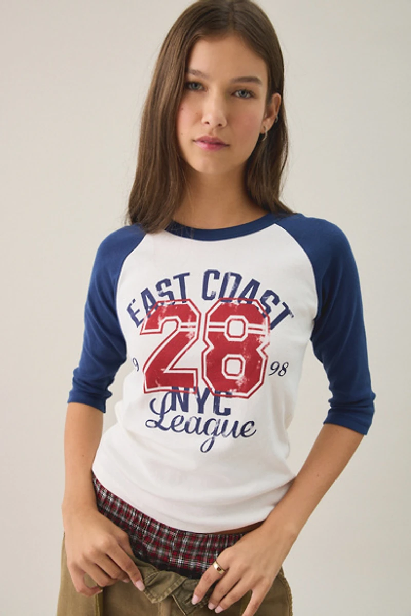 East Coast NYC Graphic Raglan 3/4 Sleeve Tee