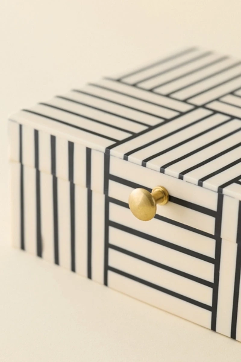 Maren Striped Resin Trinket Box
