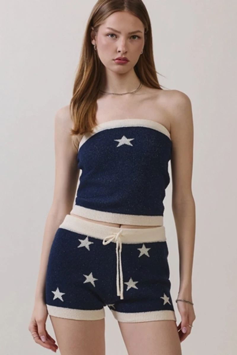 Personal Code Star Knit Tube Top