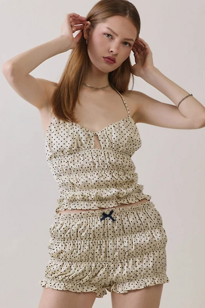 Personal Code Polka Dot Smocked Halter Top