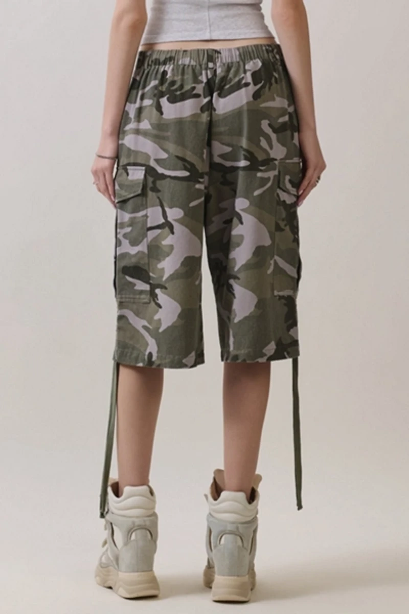 Personal Code Camo Print Washed Bermuda Shorts