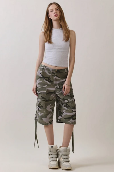 Personal Code Camo Print Washed Bermuda Shorts
