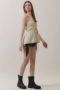 Personal Code Polka Dot Double Tie Halter Top