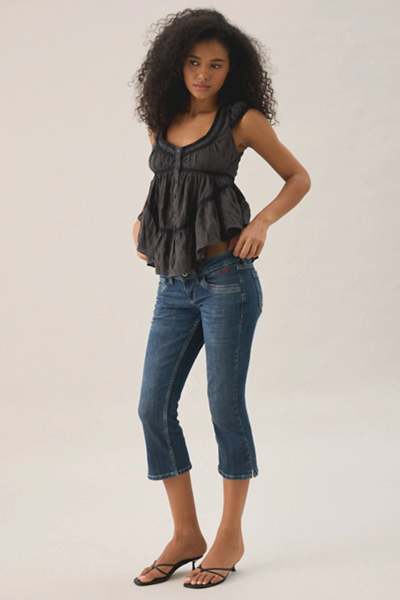BDG Amelia Cotton Lace Trim Cap Sleeve Babydoll Top