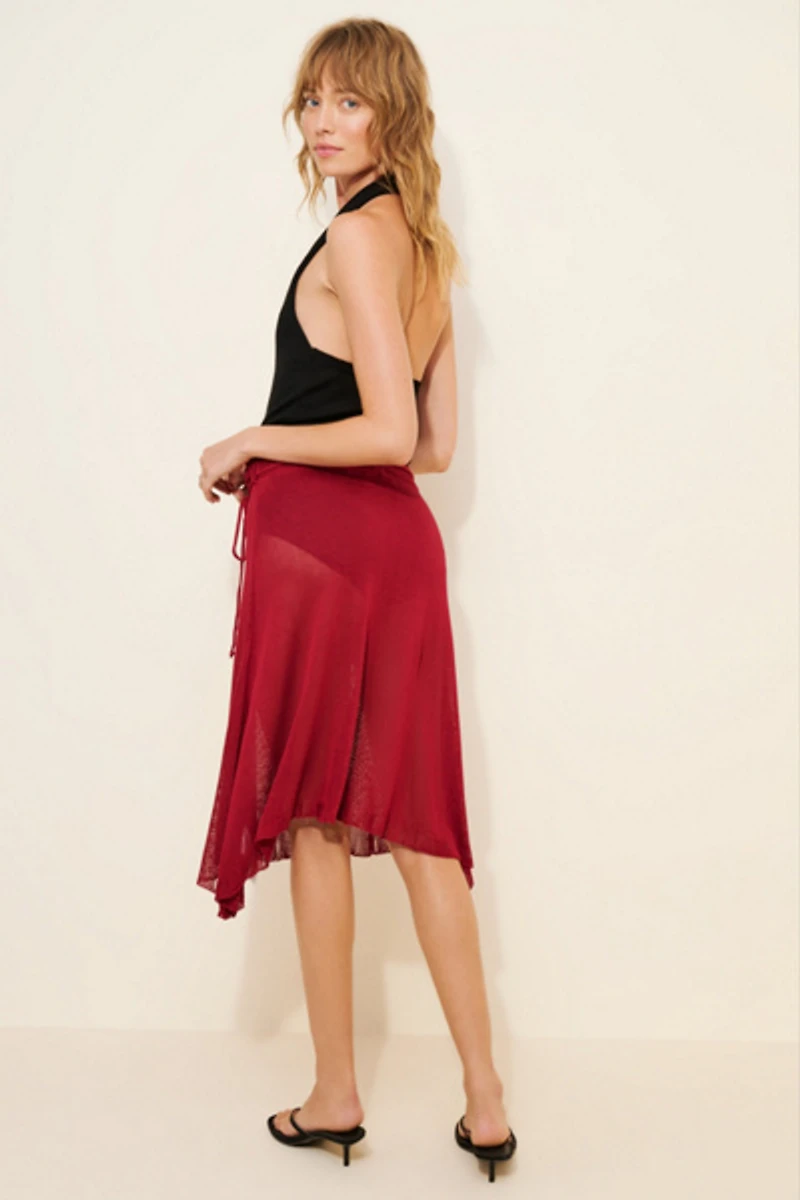 Motel Leysa Sheer Knit Midi Skirt
