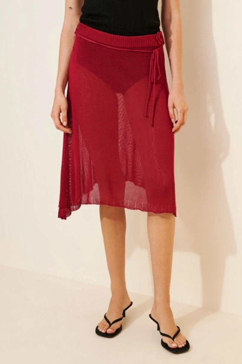 Motel Leysa Sheer Knit Midi Skirt