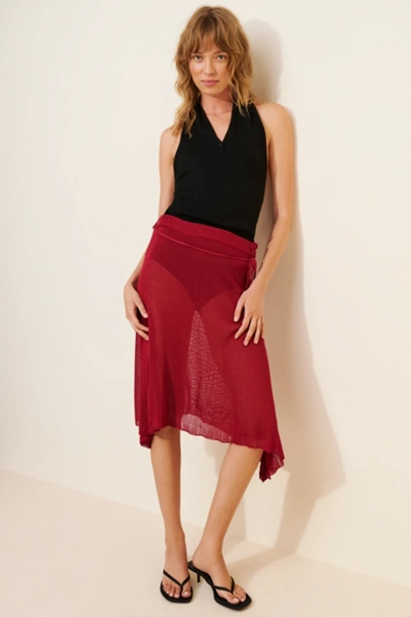 Motel Leysa Sheer Knit Midi Skirt