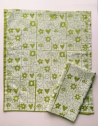 Julie Peach Block Printed Garden Squares Napkins