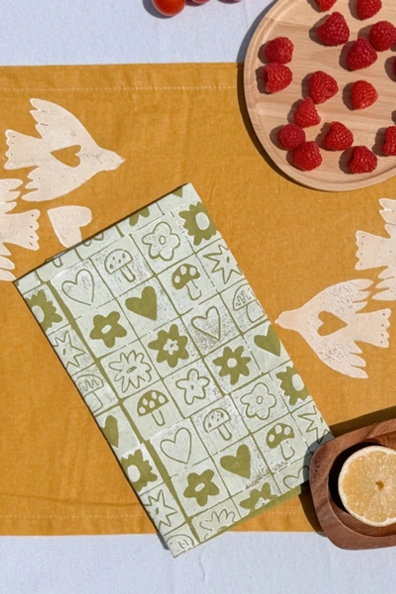 Julie Peach Block Printed Garden Squares Napkins