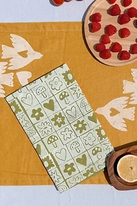 Julie Peach Block Printed Garden Squares Napkins
