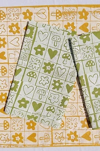 Julie Peach Block Printed Garden Squares Napkins