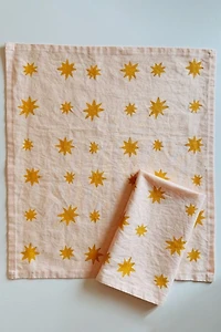 Julie Peach Block Printed Starburst Napkins