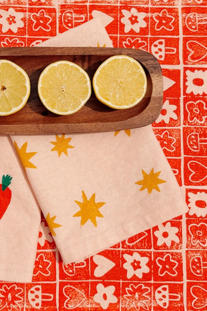 Julie Peach Block Printed Starburst Napkins