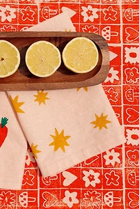 Julie Peach Block Printed Starburst Napkins