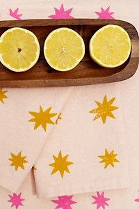 Julie Peach Block Printed Starburst Napkins