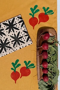 Julie Peach Block Printed Beets Table Runner