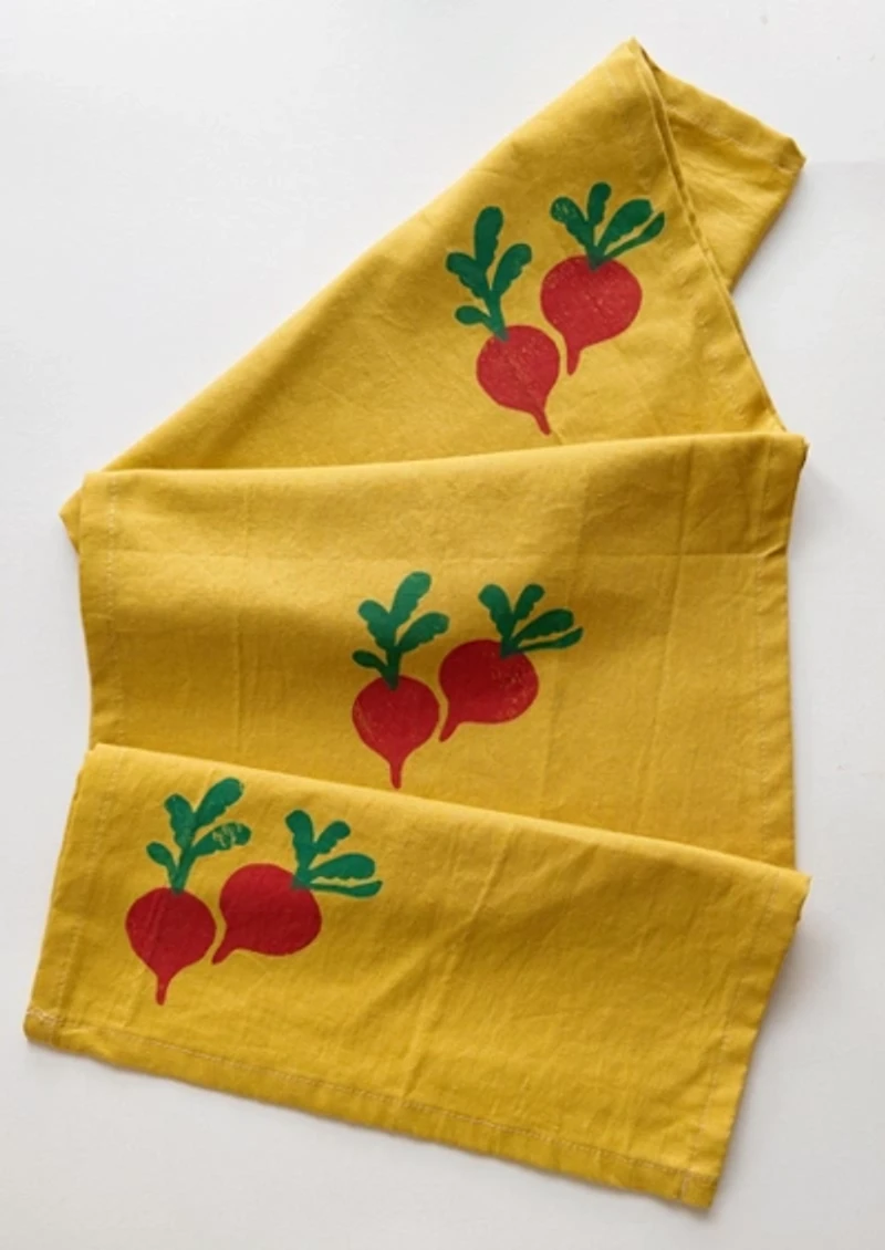 Julie Peach Block Printed Beets Table Runner