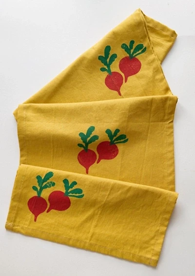Julie Peach Block Printed Beets Table Runner
