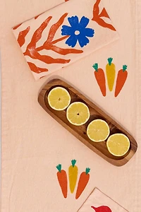 Julie Peach Block Printed Carrots Table Runner
