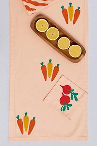 Julie Peach Block Printed Carrots Table Runner