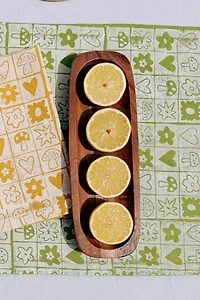 Julie Peach Block Printed Garden Squares Table Runner