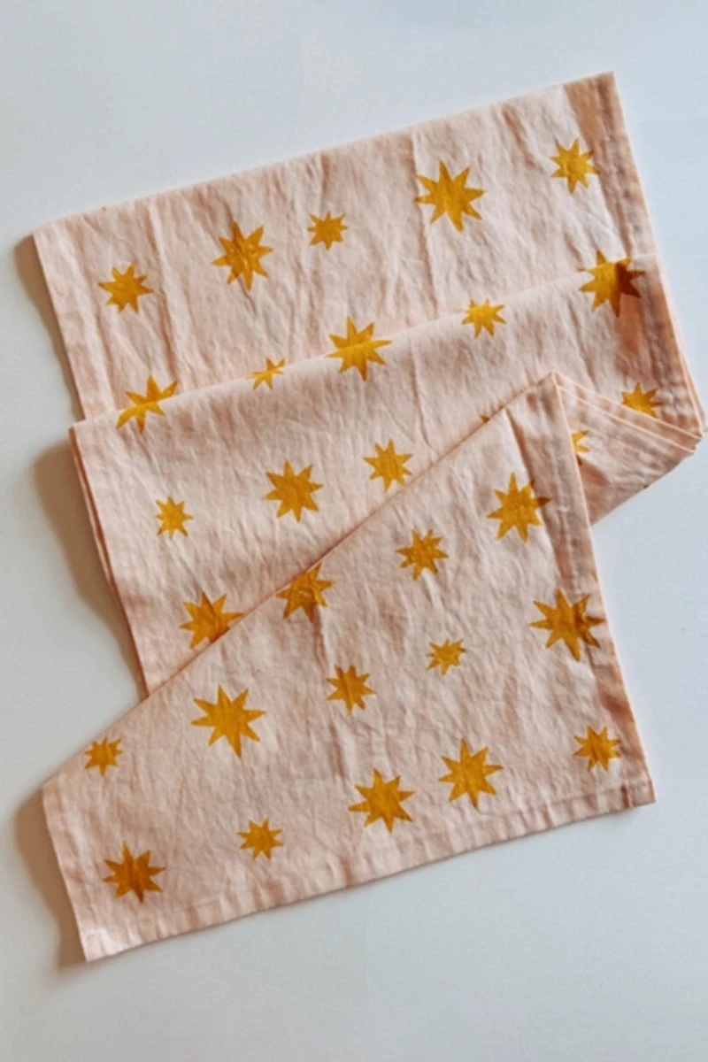 Julie Peach Block Printed Starburst Runner