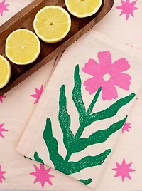 Julie Peach Block Printed Daisy Napkins