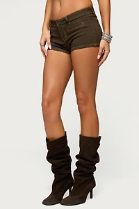 Edikted Alita Low Rise Denim Micro Shorts