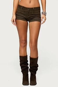 Edikted Alita Low Rise Denim Micro Shorts
