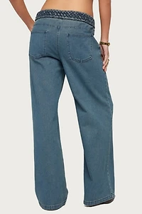 Edikted Braidey Braided Low Rise Baggy Jeans