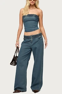 Edikted Braidey Braided Low Rise Baggy Jeans