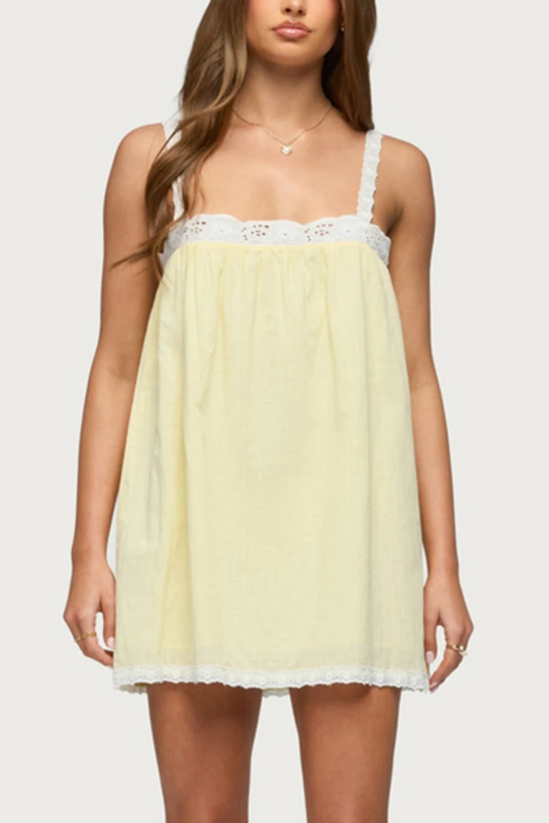 Edikted Hipla Contrast Lacey Cotton Dress
