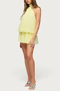 Edikted Kortney Chiffon High Neck Mini Dress