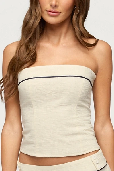 Edikted Dorine Contrast Woven Strapless Top